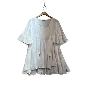 The Clothing Company Womens Babydoll Tunic Min iDress Small White BohoWhite